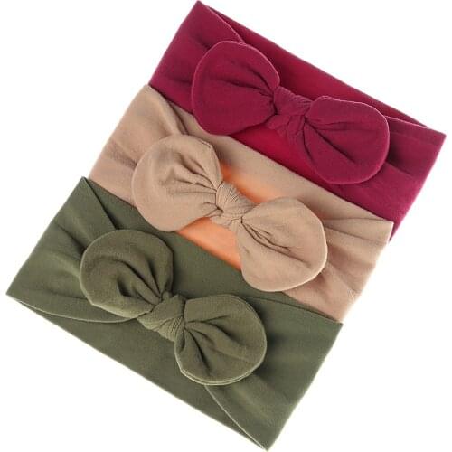 3Pcs/Set Baby Headband Girls Hair Accessories Nylon Rabbit Ear Turban Bow Elastic Hairband Baby Princess Christmas Day Gifts