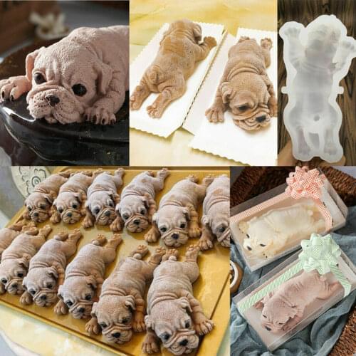 3D Shar Pei Dog Silicone Mold Mousse Cake Ice Cream Puddings Fondant Baking Mold