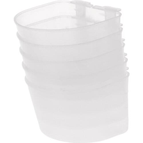 5pcs Parrot Bird Feeder Hamster Flat Bottom Feeding Cup Hanging Drinking Food Bowl Birds Supplies