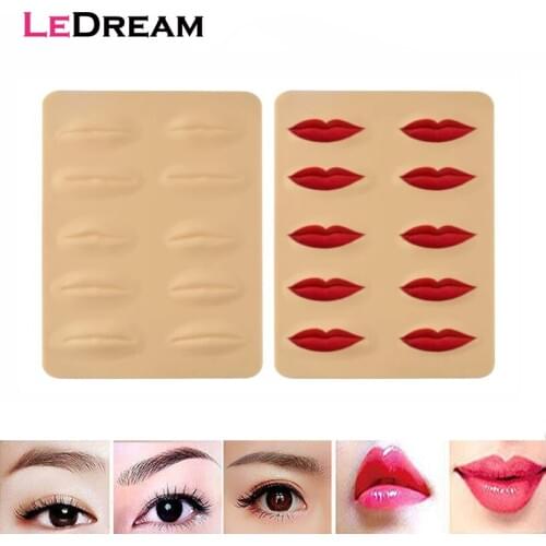 5pcs/lot 3D Silicone Permanent Makeup Tattoo Training Practice Fake False Skin Lips For Microblading Tattoo Machine Beginner