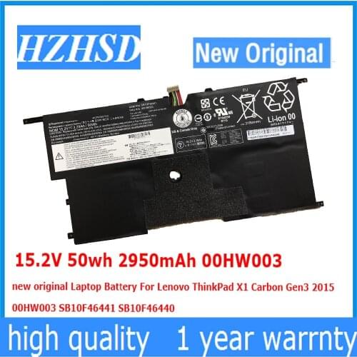 15.2V 50wh 2950mAh 00HW003 00HW002 original Laptop Battery For Lenovo ThinkPad X1 Carbon Gen3 2015 00HW003 SB10F46441 SB10F46440