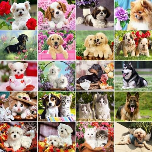 Diamond Painting 5d Diy Diamond Embroidery Cat And Dog Animal Cross Stitch Kit Mosaic Handmade Gift Home Decoration