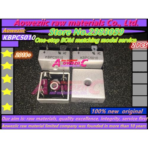 Aoweziic 2PCS 2018+ 100% new original KBPC5010 rectifier bridge pier 50A 1000V 5010 square bridge single phase square flat foot