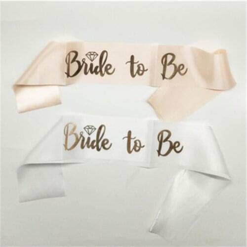 Bride To Be Satin Sash White Rose Gold Bridal Shower Hen Bachelorette Party Sash Wedding Event Decorations Supplies ASD098