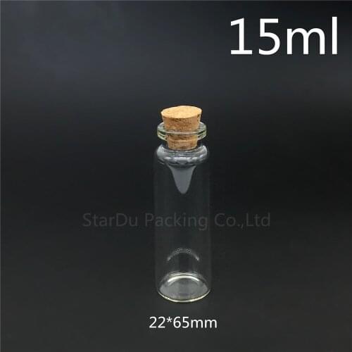 Free shipping 1000pcs 15ml Small Cute Mini Cork Stopper Glass Bottles Vials Jars Containers 15cc Small Wishing Bottle with Cork