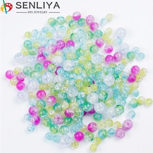 8/10/12mm Loose Beads for DIY Handmade Jewelry Accessories 50/100/200/300 Pcs/Lot Double Colored Cracked Beads Spacer Beads