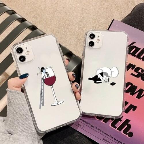 Funny Abstract Art Girl Clear Phone Case for iPhone 12 11 Pro X XS XR Max SE20 6S 7 8 Plus Shockproof Soft Silicone Cover Fundas