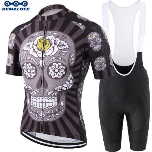 KEMALOCE Brand Cycling Clothing Grey Special Short Sleeves Road Bike Jersey Sets Full Sublimation Uv Protection Bicycle Uniforms