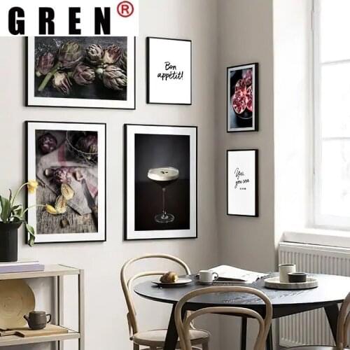 GREN Artichoke Pomegranate Vegetable Fruit Canvas Painting Wall Art Print Poster Picture Modern Kitchen Dining Room Home Decor