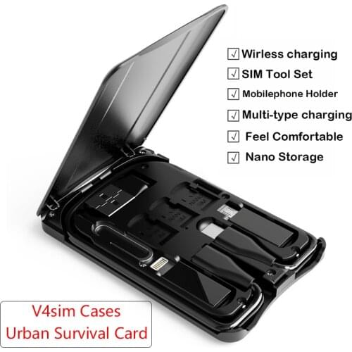 Urban Survival Card multi-function Data Line Conversion Head Wireless Charger Universal Universal Portable Storage Bag