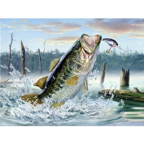 Painting By Number 40X50 50x65CM Ocean fish jumping Animal Wall Art Gift DIY Pictures By Numbers Canvas Kits Home Decoration