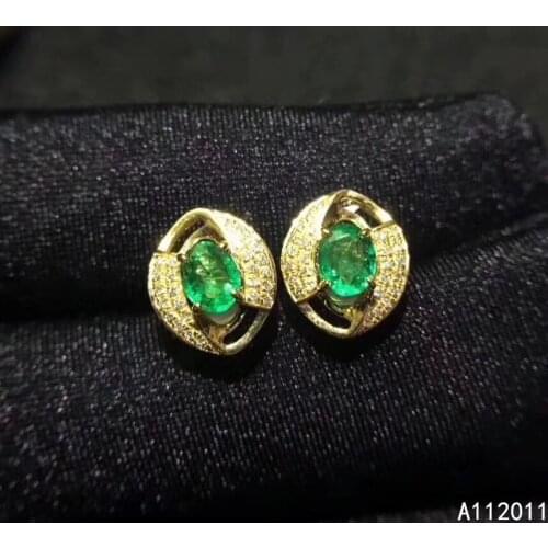 KJJEAXCMY Fine Jewelry 925 sterling silver inlaid natural Emerald earrings classic girl new Ear studs support test hot selling
