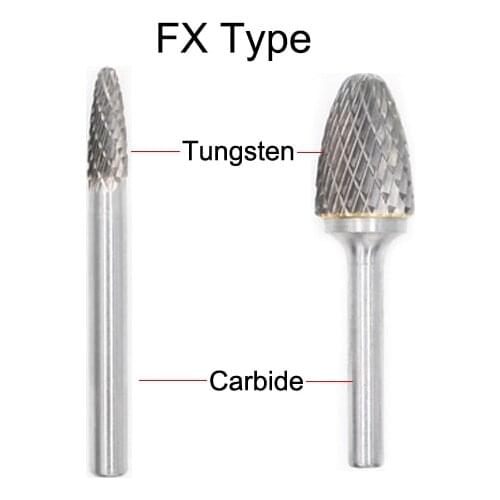 FX1225M06 4316 12mm FX1425M06 4317 14mm FX1625M06 4318 16mm Cone Taper Tungsten F Double Groove Cut Grinding Rotary Rasp File