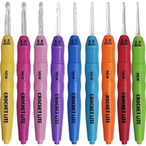 9Pcs/Set LDE Lights Up Colorful Crochet Hooks Knitting Needle ABS Handle Polycarbon Crochet Craft Sweater Weave Sewing Tools