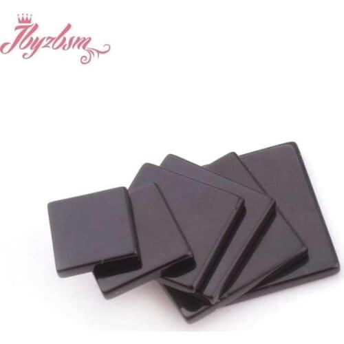 Square Black Agates Double Plane CAB Cabochon Flatback Dome Undrilled Natural Stone Beads For DIY Earring Ring Jewelry Making5pc