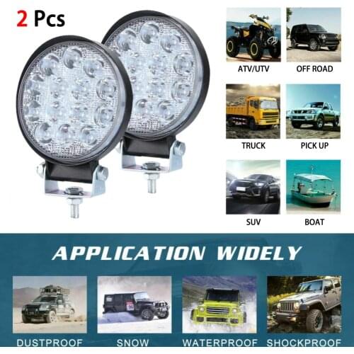 2pcs/140w Round Led Work Light Spot Lamp Offroad Truck Tractor Boat Suv Ute 12/24v For Automotive Goods Car Lamps