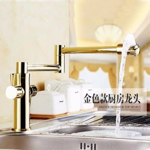 Fashion Europe style total brass Golden brushed kitchen faucet swivel kitchen mixer tap,sink tap,foldable kitchen tap 4 color