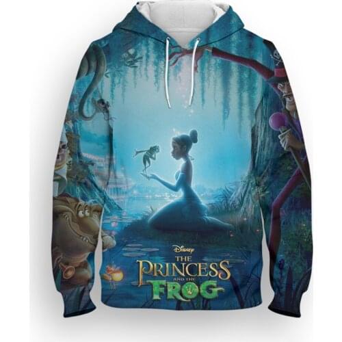 Cartoon Anime Man Sweatshirts Disney 3D Print The Princess and the Frog Woemn Hoodies Fashion Spring Boy Girl Kids Tracksuit