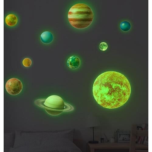 Home Decor Stickers Glow In The Dark Round Planets Star PVC Wall Stickers For Kids Rooms Pegatinas Paredes Decoraci n Dropship c
