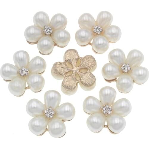 23mm New 5-holes Flower Rhinestone Metal Buttons For Clothing Handmade Pearl Coat Buttons Decorative Manualidades Costura Crafts