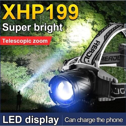 New Most Powerful XHP199 LED Headlamp High Power Headlight 18650 XHP90.2 Type C Rechargeable Head Flashlight Torch Fishing Lamps