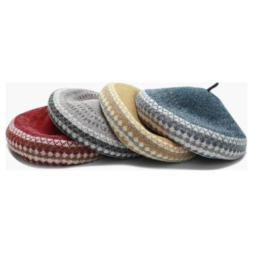 New Cashmere Imitation Soft Girl Beret Octagonalr Ethnic Design Hat Autumn And Winter Female British Japanese Painters' Hats