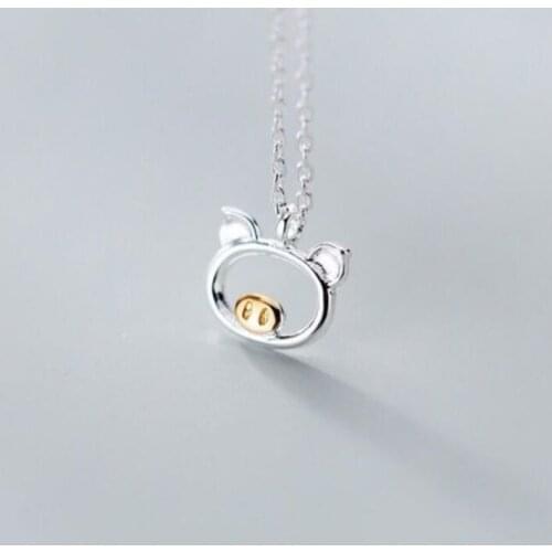 Season Gate 925 Sterling Silver Chain Lovely little pig Personality Necklace for women SN058