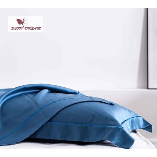 SlowDream Sky Blue 100% Pure Silk Natural Fabric Bedding Pillowcase Home Textiles Pillow Cover Bedclothes Adult Child Pillowcase