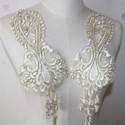 3Pcs Light Gold Wedding Headband Hair Accessories Venise Lace Applique Sewing Collar Wedding Dress Decoration BD0554
