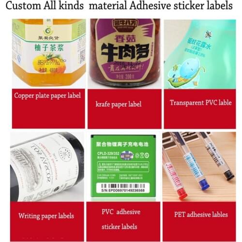 1000pcs custom clear transparent waterproof PVC adhesive sticker colorful logo printed labels Customized Silver PET lable