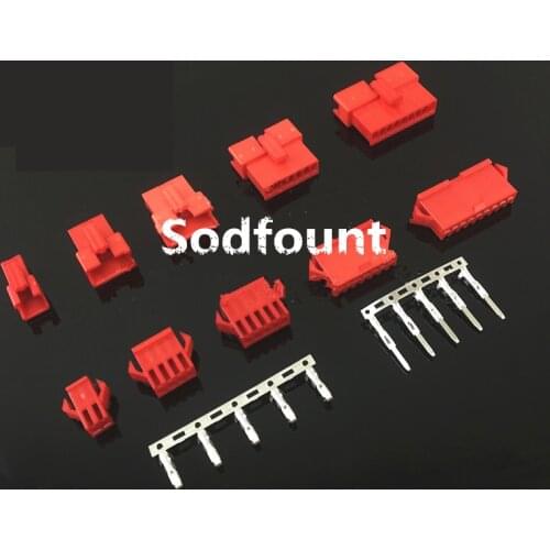 10sets/lot connectors SM 2/3/4/5/6/8/9Pin Pitch 2.54MM Female and Male Housing terminals Red aerial docking model plug-in