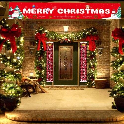 Christmas Banner Santa Claus Snowman Festival Wall Home Decor Yard Porch Sign Tear-resistant