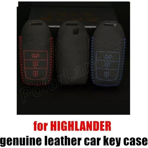 Only Red car key cover case fit for TOYOTA NEW RAV4 HIGHLANDER CROWN Hand sewing DIY car styling genuine quality leather