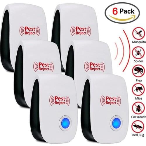 6pcs Ultrasonic Pest Repeller Electronic Anti Mosquito Mouse Rat Multi-function Rodent Cockroach Insect Mini Repellent US EU UK