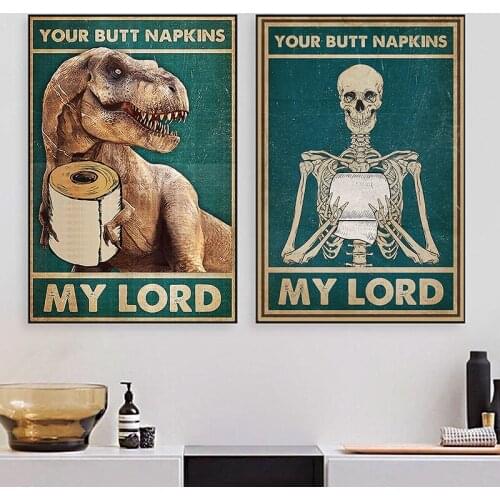 Funny Bathroom Decor Poster Vintage Prints Toilet Wc Sign Skeleton Skull Wall Art Canvas Painting for Home Decor Family Gift