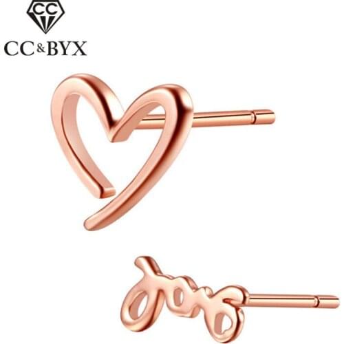 CC S925 Sterling Silver Jewelry Ear Studs Earrings For Women Lovers Jewelry Simple Heart & Love Earring Small Aretes CCE337