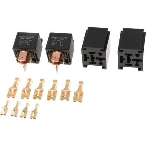 1 Pair Car Truck Auto 5 Pins 12V 80AMP SPDT Starter Relays with Sockets