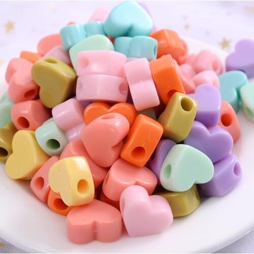 10-60pcs Hot Sell Acrylic Beads Mixed Colors Cartoon Cute Love Shape Loose Spacer Beads For Necklace Diy Bracelet Accessories