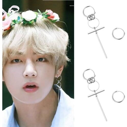 2021 Korean Fashion Mens Punk Bangtnn Boy Asymmetric Popular Jewelry Stainless Steel Earrings Friendship Gift Boy Ear Buckle
