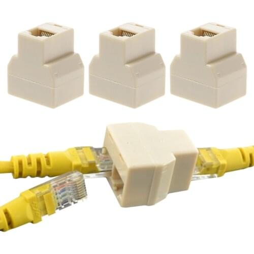 3Pcs 1 to 2 Way LAN Ethernet Network Cable RJ45 Female Splitter Connector Adapter