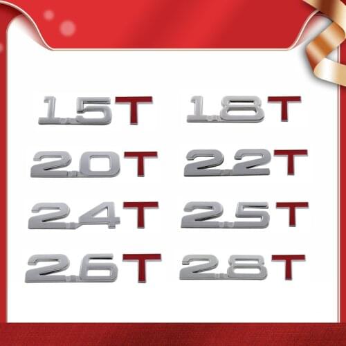 3D Premium 1.5T 1.8T 2.0T 2.2T 2.4T 2.5T 2.6T 2.8T 3.0T Logo for car Engine Fender trunk Rear Bonnet Decal Emblem Badge Sticker