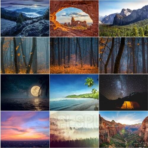 5D Diamond Painting Landscape Cave Rock Wall Sea Sky Forest Valley Home Decoration Bedroom Living Room Corridor Kitchen Poster