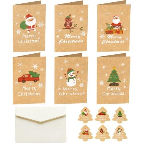 6pcs Christmas Card Santa Ride Xmas Festival New Year Card Winter Holiday Greeting Cards with Envelopes