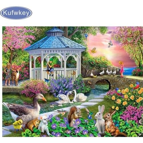 5D DIY Diamond Embroidery Garden view Diamond Painting Cross Stitch Square Rhinestone Mosaic Decoration