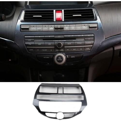 Car CD Panel Decoration Cover Frame Trim Sticker For Honda Accord 8th 2008-2012 Car Mouldings ABS Carbon Fiber Style Accessories