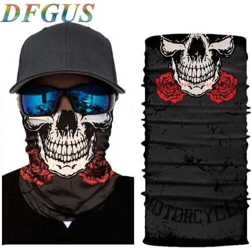 3D Seamless Motorcycle Balaclava Magic Neck Face Mask Moto Ghost Deadpool Skeleton Head Shield Anti-UV Outdoor Bandana Sun