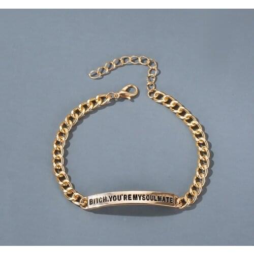 You're My Soulmate Charm Letter Bracelet Handstamped His and Her Chain Bracelet Men Women DIY Couple Jewelry Gifts Pulseras