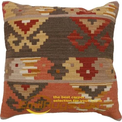 Decorative sofa pillow Wool Kilim Floral Weave Wool Aubusson Handmade Wool Wool Fancy Cases Home Decor