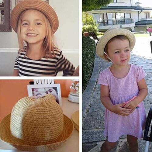 Baby Hat With Ears Summer Straw Mesh For Baby Girls Boys Children Beach Sun Hat Kids Snapback Baseball Cap шляпа женская кепка