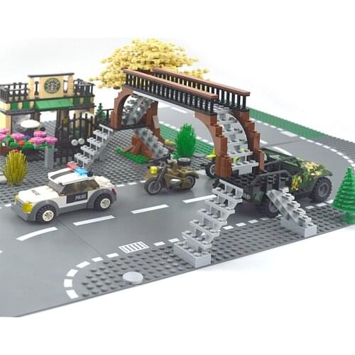 Road street bridge City street accessories Pedestrian Bridge ladders fences Bricks Building Blocks train railway station bridge